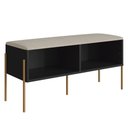 Ver imagem 2 de Banco Sapateira Estofada para Quarto Pé Metal Arlo A10 Nero/dourado - Mpozenato
