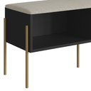 Ver imagem 5 de Banco Sapateira Estofada para Quarto Pé Metal Arlo A10 Nero/dourado - Mpozenato