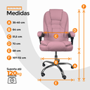 Ver imagem 4 de Cadeira Escritório Presidente Reclinável Ergonômica Rosa