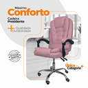 Ver imagem 7 de Cadeira Escritório Presidente Reclinável Ergonômica Rosa