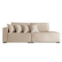 Ver imagem 1 de Sofá com Chaise Modular Isa 3 Lugares 210cm Bege Claro Linho Almofada Solta Molas Isa Be