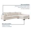 Ver mais imagens de Sofá de Canto 6 Lugares com Chaise Modulado 280cm com Base em Madeira Maciça Dominique Yescasa