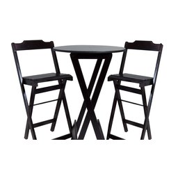 Jogo Mesa Bistrô com 2 Banquetas Dobráveis - Dg Móveis:preto - 1