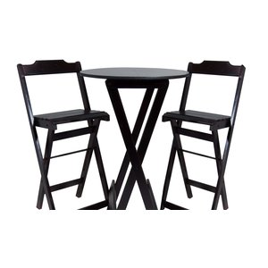 Jogo Mesa Bistrô com 2 Banquetas Dobráveis - Dg Móveis:preto