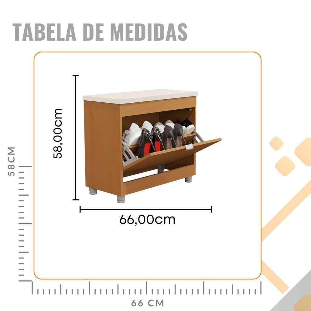 Sapateira organizadora Íris com porta vertical com prateleiras para sapato,ténis,saltos e sandálias  - 2