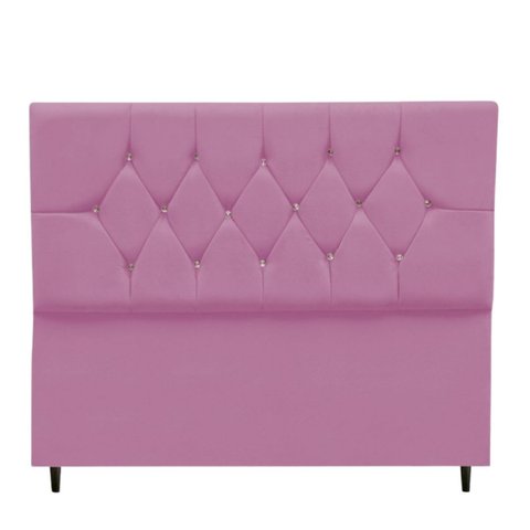Cabeceira Cama Estofada Box Queen 160 cm Geovana Suede Rosê