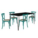Ver imagem 5 de Conjunto De Mesa Elen Retangular 140X80Cm Preto Com 4 Cadeiras Katrina Azul Turques - Preto