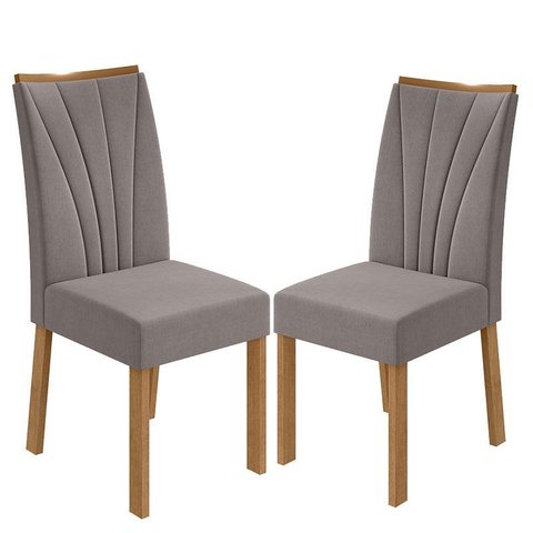 Cadeira para Mesa de Jantar Apogeu Kit 02 Peças Veludo Liso Capuccino Amêndoa Clean – Lopas
