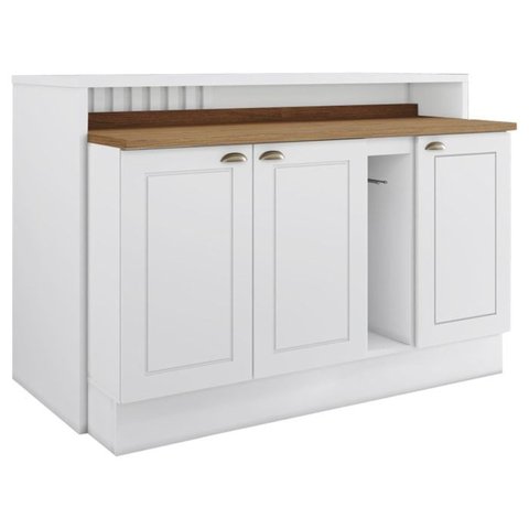 Bancada e Balcao Gourmet 146cm Ce818 Americana Branco Nature Henn