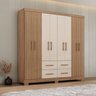 Guarda Roupa Itapema Atualle Casal 8 Portas 4 Gavetas Cor Canelato Rústico 3d Natura Off White - 4