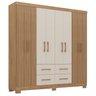 Guarda Roupa Itapema Atualle Casal 8 Portas 4 Gavetas Cor Canelato Rústico 3d Natura Off White - 1