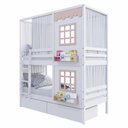 Ver imagem 6 de Beliche Casinha Reta 2 Janelas 2 Gavetas Cortina Branco Rosa