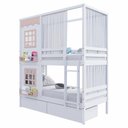 Ver imagem 3 de Beliche Casinha Reta 2 Janelas 2 Gavetas Cortina Branco Rosa