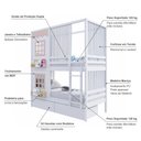 Ver imagem 5 de Beliche Casinha Reta 2 Janelas 2 Gavetas Cortina Branco Rosa