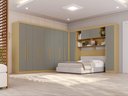 Ver imagem 1 de Guarda-Roupa Casal Modulado de Canto com 13 Portas Espaço para Cama Multimóveis Madeirado/Cinza