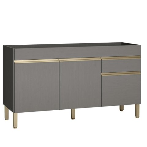 Balcão Line 3 Portas 1 Gaveta MDP 150cm Cinza Gris Kit'S Paraná