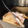 Faca Forjada Cabo de Osso Integral Artesanal 10' Churrasco Aço Inox 420c Bruta - 4