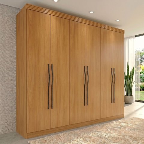 Guarda Roupa Casal 6 Portas e 2 Gavetas Leonard Marrom/Cinamomo
