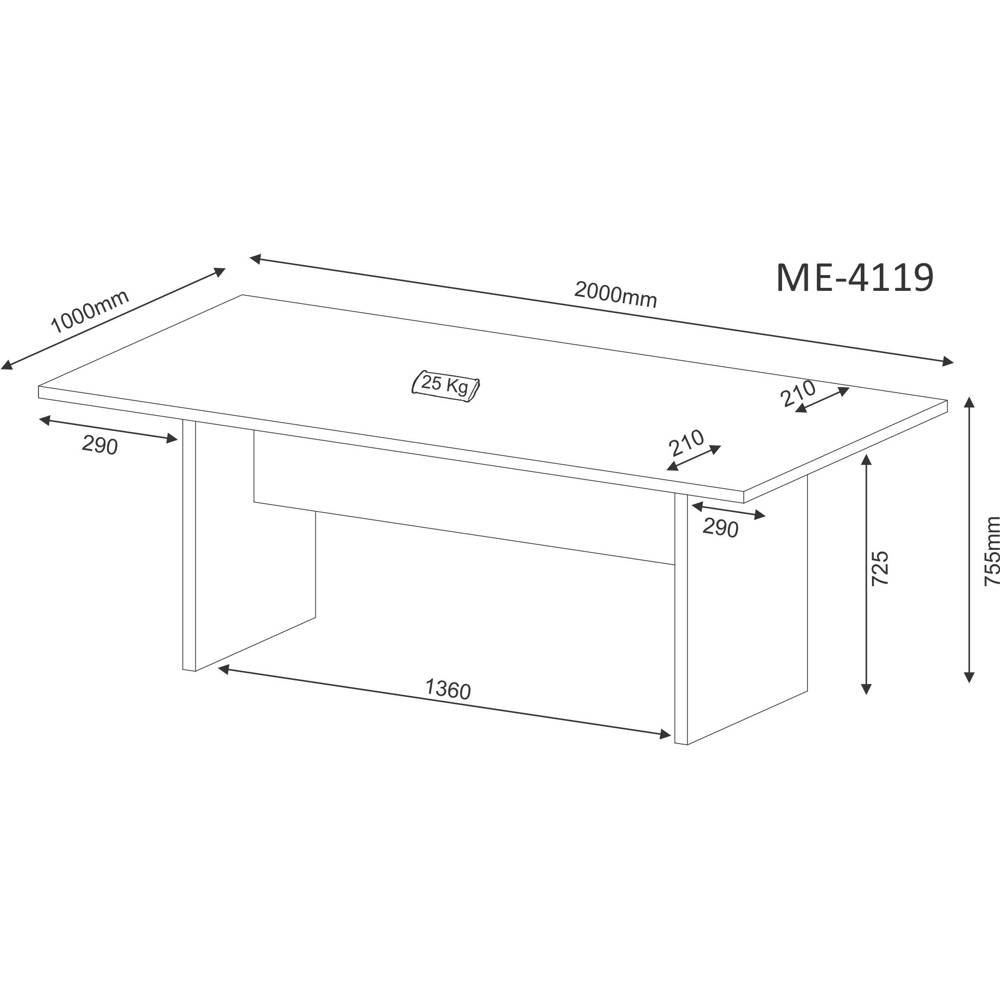 Mesa para Escritório de Reunião 2,00x1,00m Vcor Preto Me4119 Tecno Mobili - 3