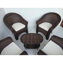 Ver imagem 2 de Kit 4 Poltronas 1 Mesa Centro em Fibra Sintética Jardim Varanda Área Externa Lavável