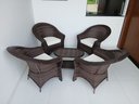 Ver imagem 3 de Kit 4 Poltronas 1 Mesa Centro em Fibra Sintética Jardim Varanda Área Externa Lavável