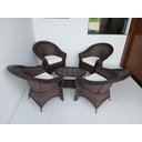 Ver imagem 3 de Kit 4 Poltronas 1 Mesa Centro em Fibra Sintética Jardim Varanda Área Externa Lavável