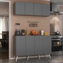 Ver imagem 2 de Kit Armário de Cozinha Aéreo e Balcão 4 Portas Retrô Multimóveis Mp2170 Grafite/branco