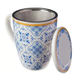 Caneca de Porcelana com Tampa e Infusor para Chá Lyor Superwhite - 3