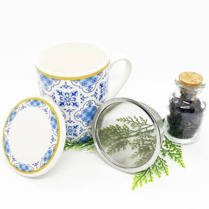 Caneca de Porcelana com Tampa e Infusor para Chá Lyor Superwhite