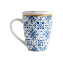 Caneca de Porcelana com Tampa e Infusor para Chá Lyor Superwhite - 4