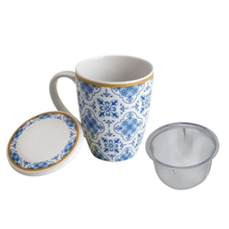 Caneca de Porcelana com Tampa e Infusor para Chá Lyor Superwhite - 5