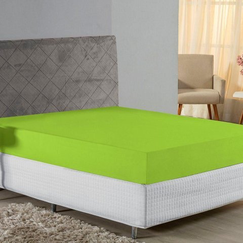 Lençol com Elástico Casal Nobre Viúva 1 Peça 30cm de Altura Malha 100% Algodão - Pistache