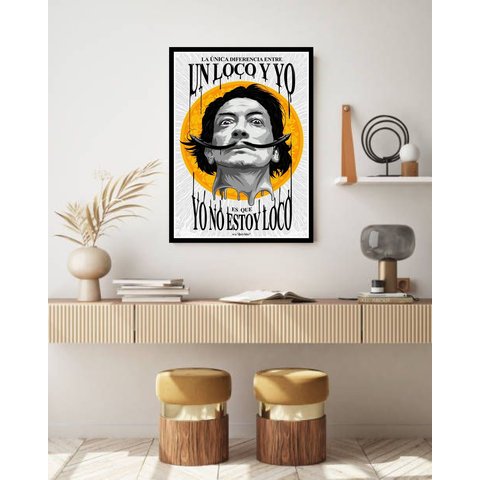 Quadro Decorativo Salvador Un Loco - 70x50cm:moldura Preta