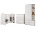 Ver imagem 3 de Dormitório Infantil Bala de Menta com Guarda Roupa Cômoda Berço 3 em 1 MDF e MDP Branco Móveis