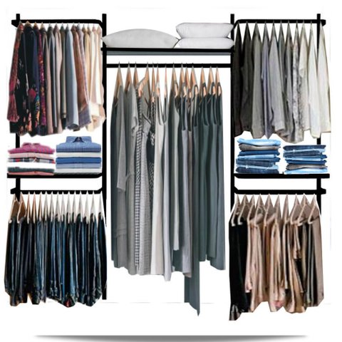 Closet arara aramado trilho parede super resistente moderno 2,20 PT