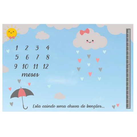 Lençol Cenário Foto Mêsversário Chuva Benção Menina Minha Estrelinha Lençol Mesversario, Cenário Par