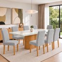 Ver imagem 1 de Conjunto Sala de Jantar 8 Lugares Retangular Tampo Vidro/MDF 200x90cm Mesa Diana e Cadeiras Espanha