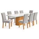 Ver imagem 2 de Conjunto Sala de Jantar 8 Lugares Retangular Tampo Vidro/MDF 200x90cm Mesa Diana e Cadeiras Espanha