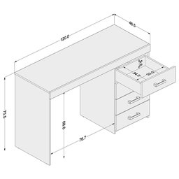 Mesa para Computador Malta 4 Gavetas Preto/Castanho - Politorno - 4