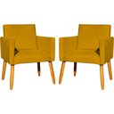 Ver imagem 1 de Kit 2 Poltronas Decorativa para Sala Nina Suede Cores Pé Palito 30cm Castanho - Suede