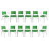 Kit 11 Cadeiras Iso Escritório Comércio Verde Base Branca - 1