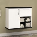 Ver imagem 1 de Gabinete para Banheiro 1 Porta 1 Gaveta 70cm Veneza Branco/Preto