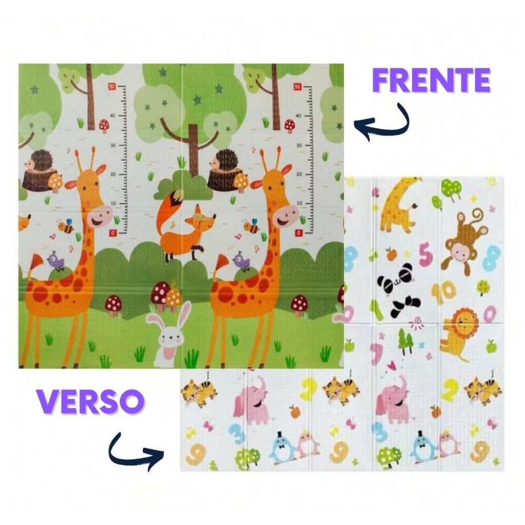 Tapete Tatame Infantil Emborrachado Dobrável Dupla Face Atividade Grande 2x1,5m Girafinha/números - 2