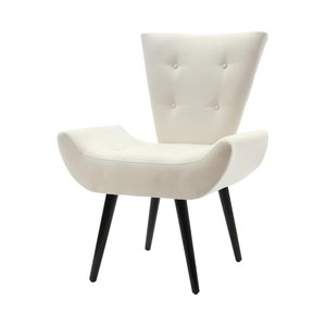 Poltrona Decorativa Emilia Pé Palito em Suede - Bege