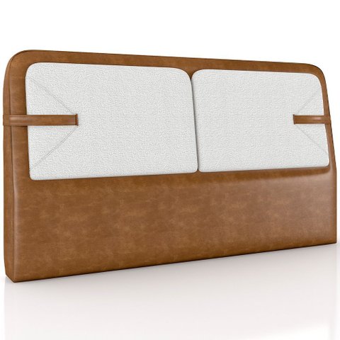 Cabeceira Cama Box King Estofada 195cm Mali P05 Couríssimo Whisky Bouclê Cru - Lyam Decor