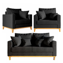 Ver imagem 1 de Kit Sofá Beny 140cm + 2 Poltronas Base de Madeira Linho