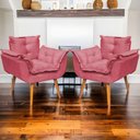 Ver imagem 6 de Kit 3 Poltronas Decorativa Alice Pé Trapézio 30cm Castanho - Suede