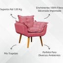 Ver imagem 5 de Kit 3 Poltronas Decorativa Alice Pé Trapézio 30cm Castanho - Suede