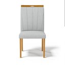Ver imagem 3 de Cadeira Aurora Madeira Maciça Estofada para Mesa de Jantar Linho Cinza 407