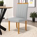 Ver imagem 6 de Cadeira Aurora Madeira Maciça Estofada para Mesa de Jantar Linho Cinza 407